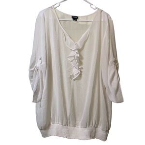 torrid Elegant White Blouse Top Ruffle Sheer White Plus Size 3X